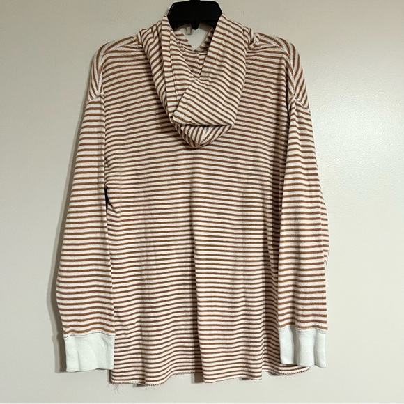 Women’s Urban Outfitters Waffle Knit Thermal Hoodie Striped Size Small Oversized - Picture 7 of 7